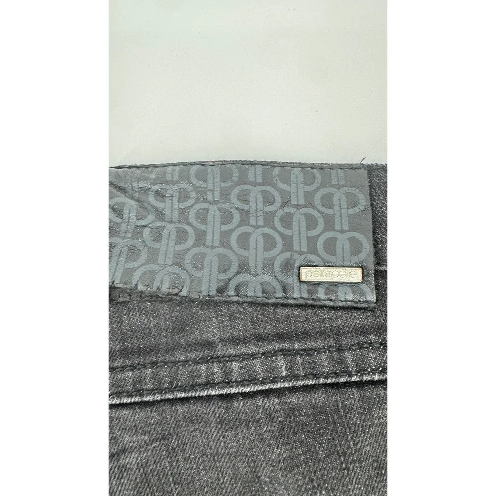 Pelle Pelle Marc Buchanan Jeans Mens 44x34 Black Raw Denim Embroidered Y2K